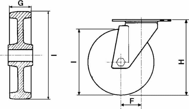 Ruota nylon Ø 125mm con supporto girevole - 2