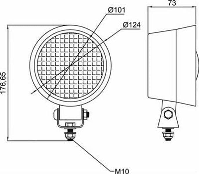 Faro da lavoro alogeno rotondo Ø 124mm ad ampio raggio 55-70W senza lampadina - 2