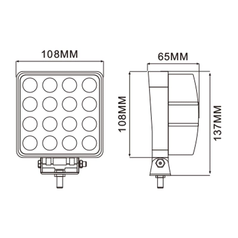 Faro da lavoro 16 LED Epistar a largo raggio freddo 48W IP67 - 9