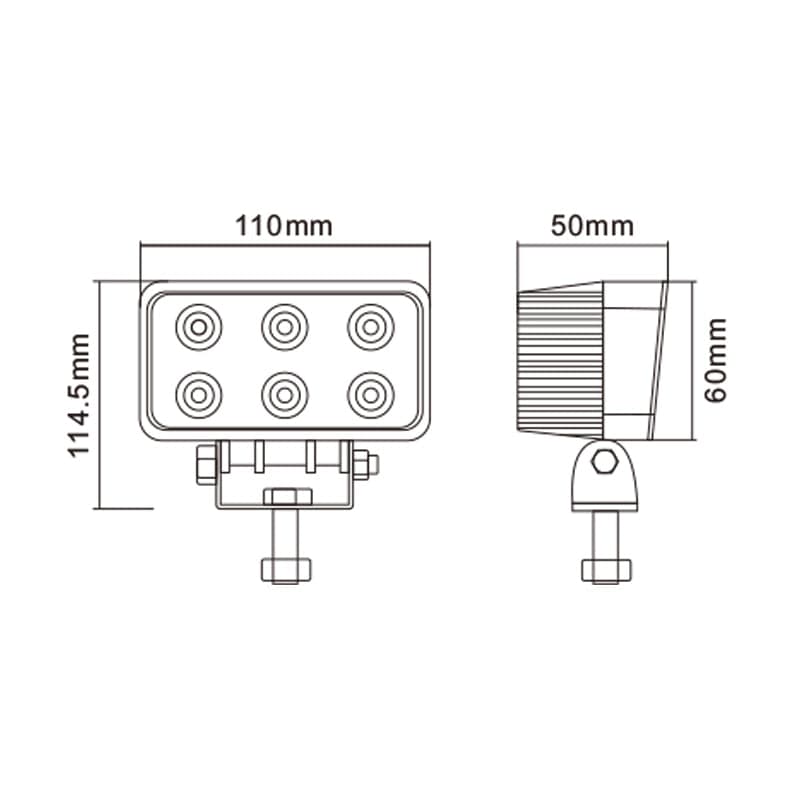 Faro da lavoro 6 LED Epistar a largo raggio freddo 18W IP67 - 3