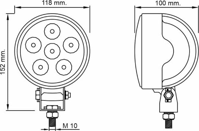Faro da lavoro 6 LED rotondo ad ampio raggio 18W IP67 - 7