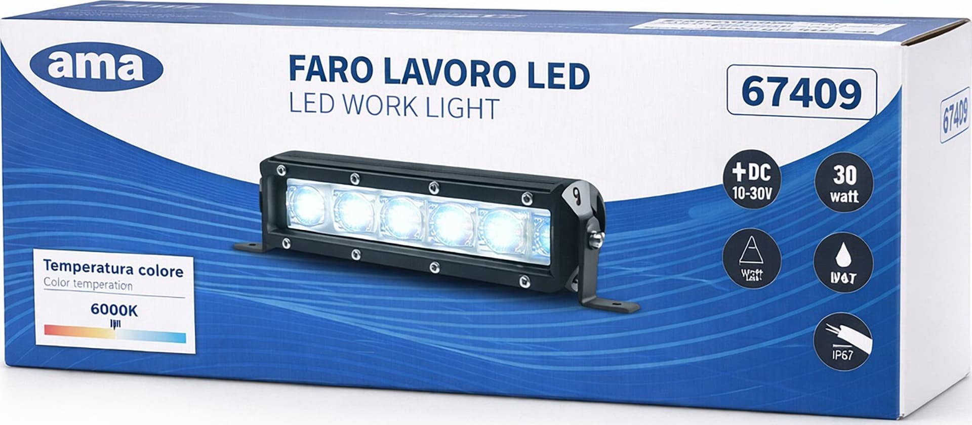 Faro da lavoro a barra 6 LED ad ampio raggio Flood 30W IP67 - 8
