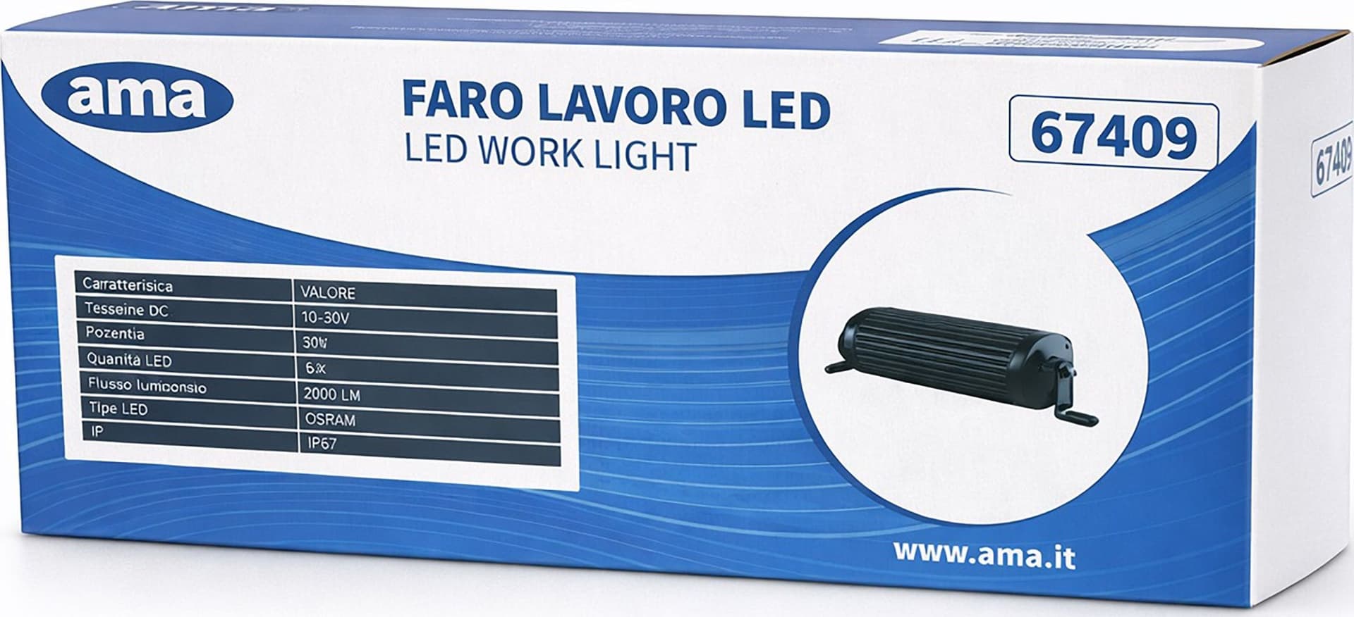 Faro da lavoro a barra 6 LED ad ampio raggio Flood 30W IP67 - 9