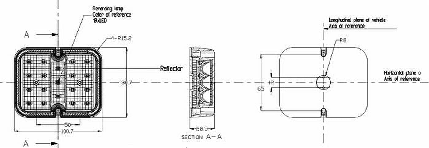 Fanale LED retromarcia 101x81mm - 3