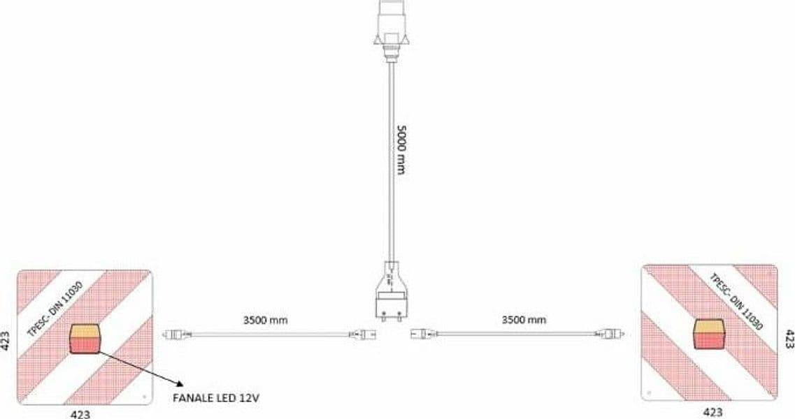 Kit pannelli 423x423mm con fanali LED 12V per segnalazione su strada - 4