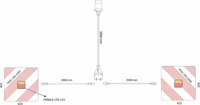 Kit pannelli 423x423mm con fanali LED 12V per segnalazione su strada in Autocategorizzazione GardenStore - Novellara, commercioVirtuoso.it