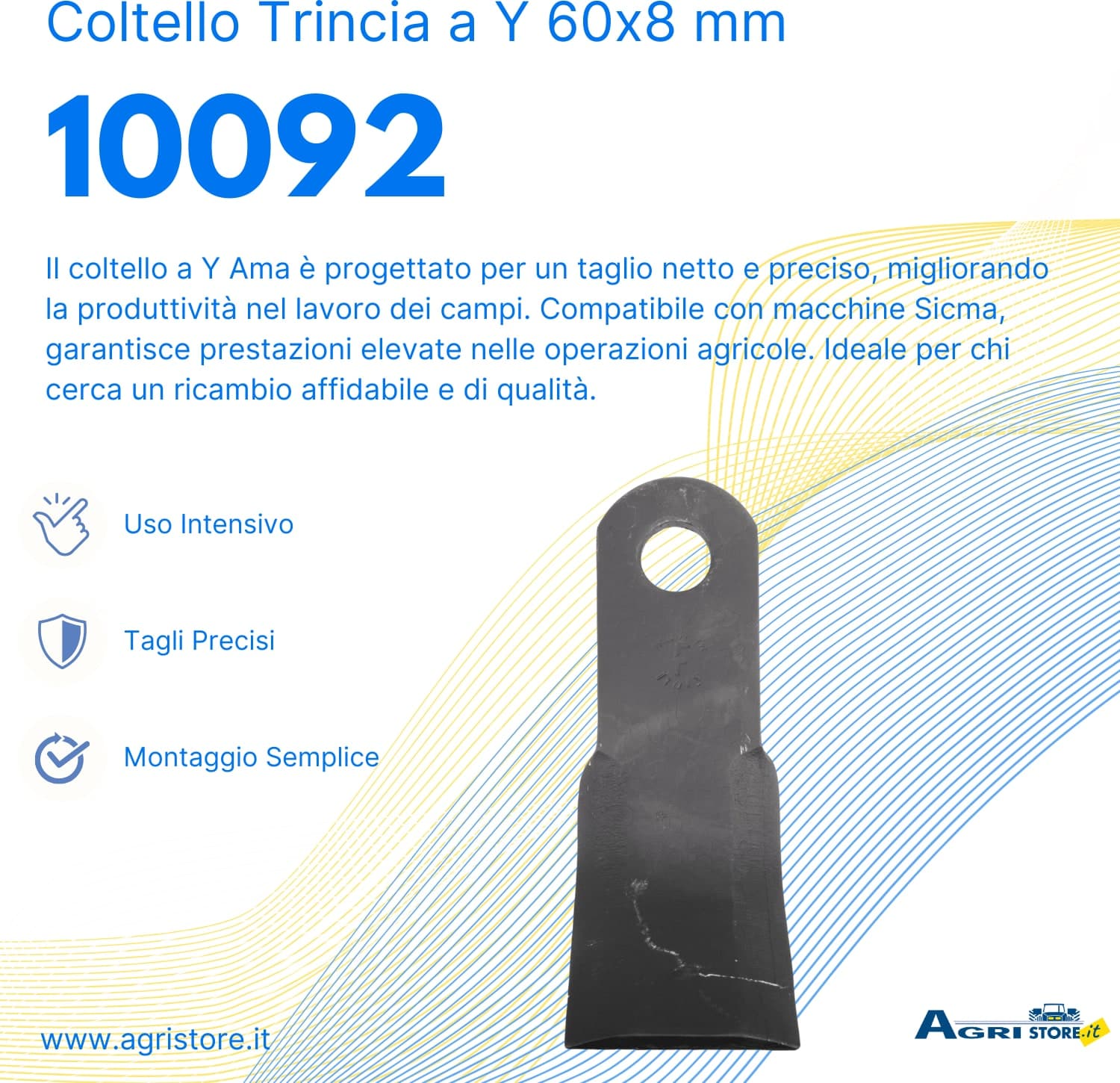 Coltello per trincia a Y altezza 203mm lunghezza 60mm confezione da 2 pezzi - 6