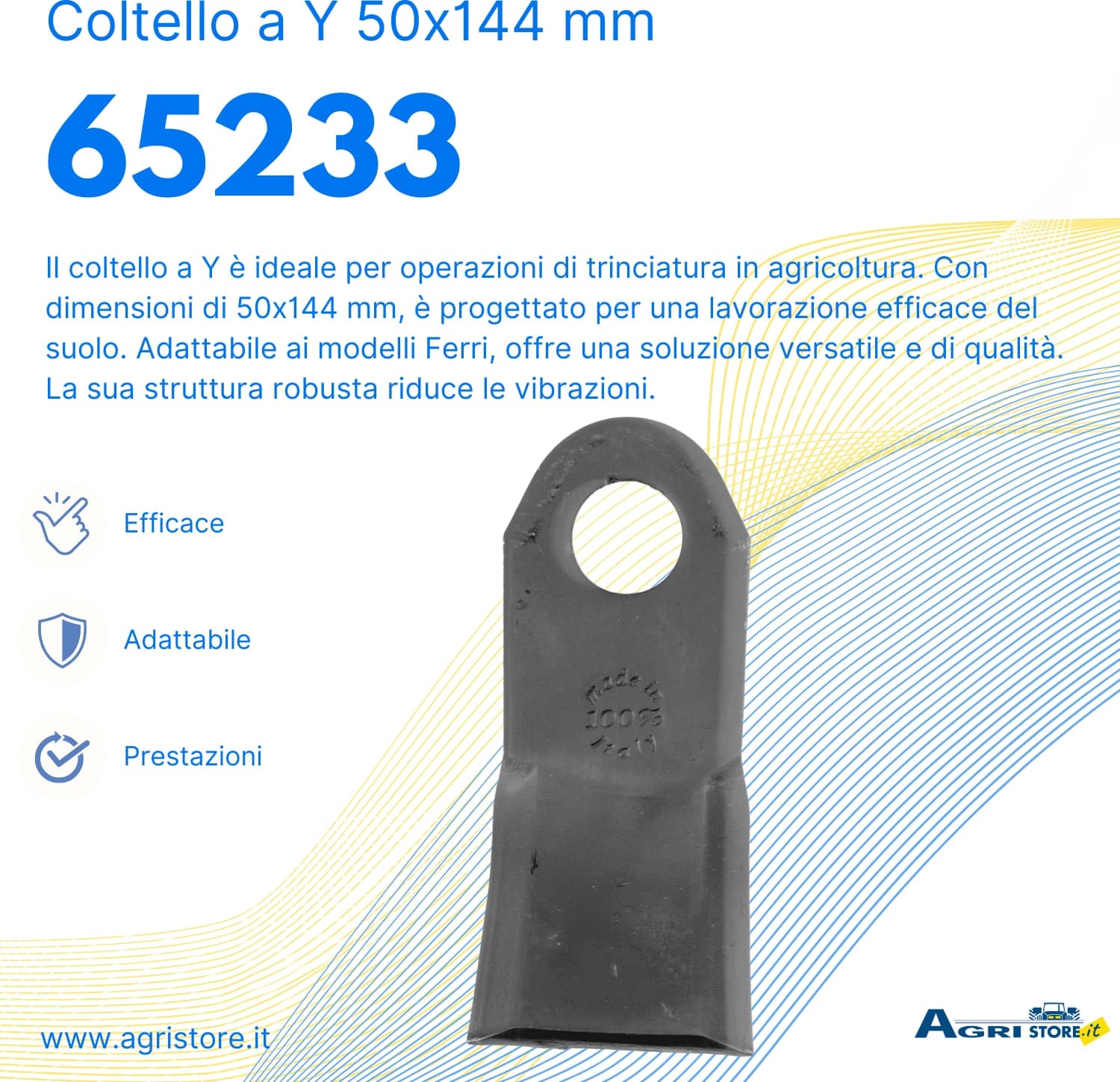 Coltello a Y altezza 50mm lunghezza 144mm adattabile Ferri - 6