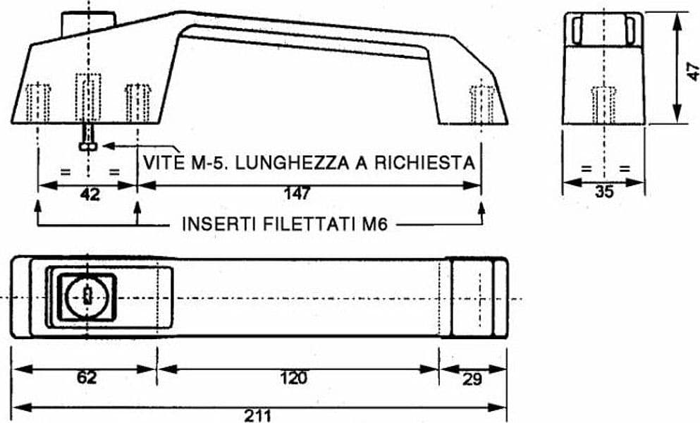 Maniglia per cabina trattore in plastica dx-sx con chiave - 2