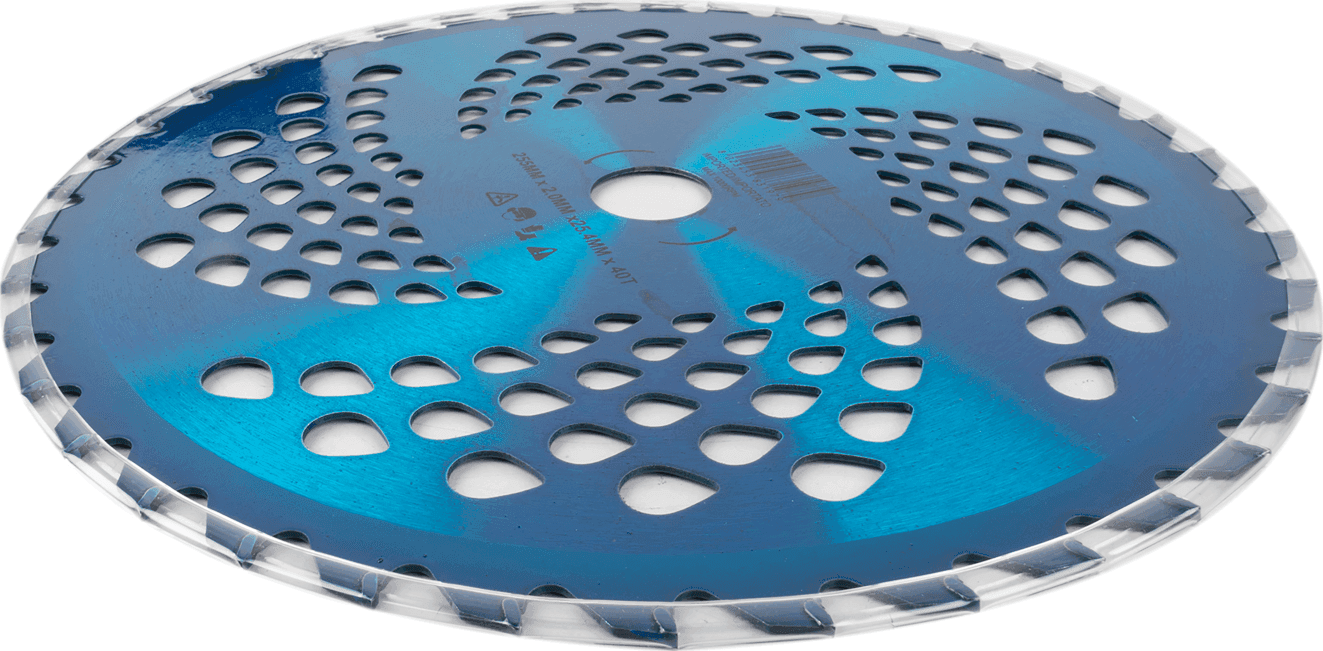 Disco professionale per decespugliatore con 40 denti in tungsteno anodizzato blu Ø esterno 255mm Ø foro 25,4mm per qualsiasi tipo di erba e vegetazione - 2