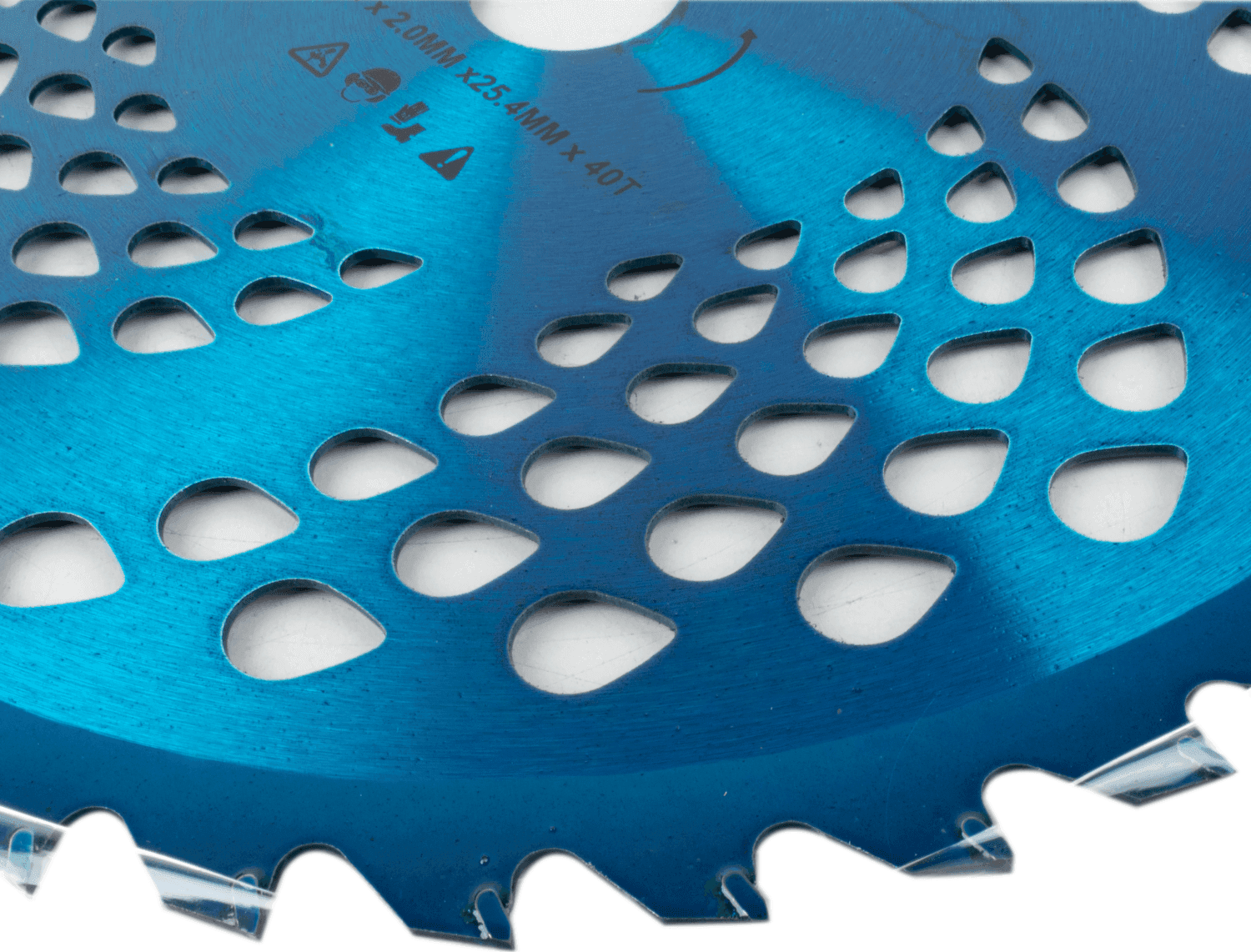 Disco professionale per decespugliatore con 40 denti in tungsteno anodizzato blu Ø esterno 255mm Ø foro 25,4mm per qualsiasi tipo di erba e vegetazione - 3