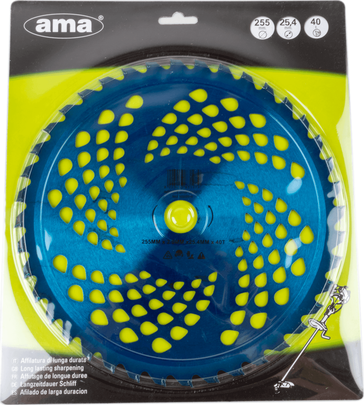 Disco professionale per decespugliatore con 40 denti in tungsteno anodizzato blu Ø esterno 255mm Ø foro 25,4mm per qualsiasi tipo di erba e vegetazione - 4