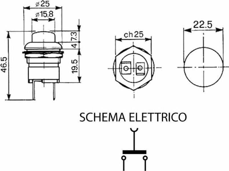 Interruttore a pulsante per avvisatore acustico da 12-24V - 2