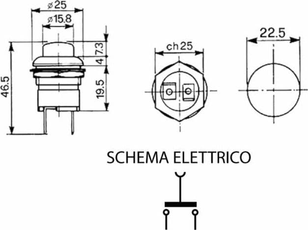 Interruttore a pulsante per avvisatore acustico da 12-24V - 2