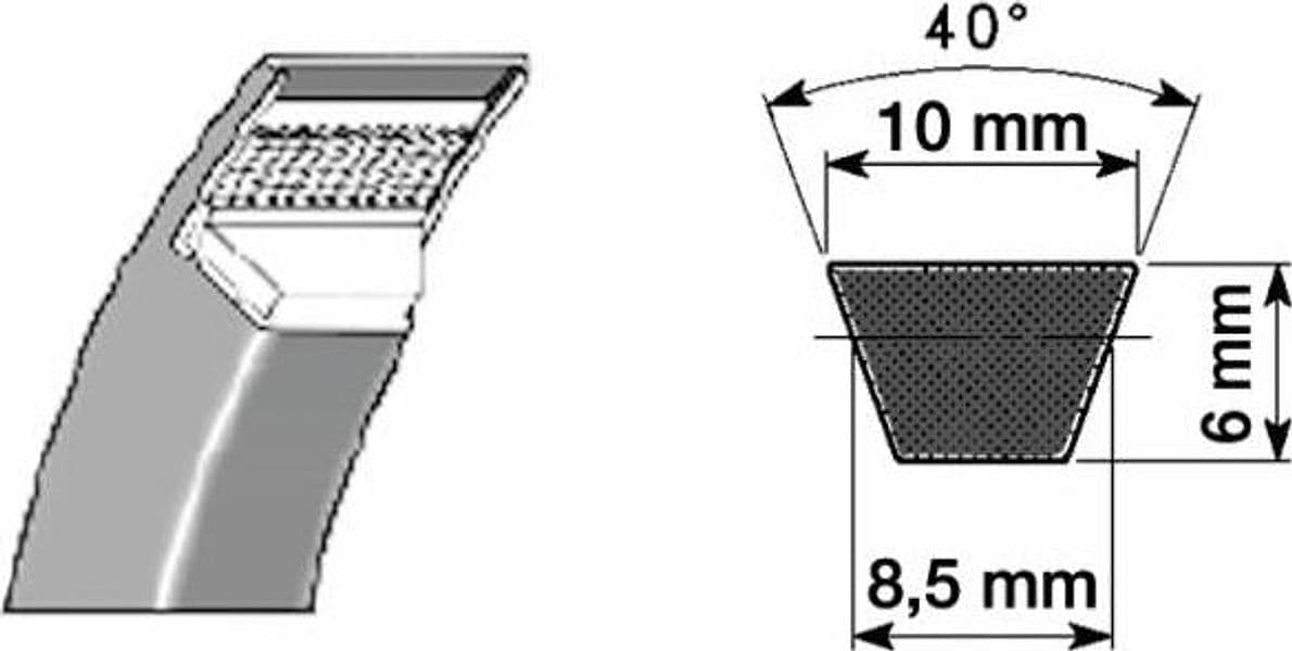 Cinghia trapezoidale in gomma telata tipo Z34mm 865