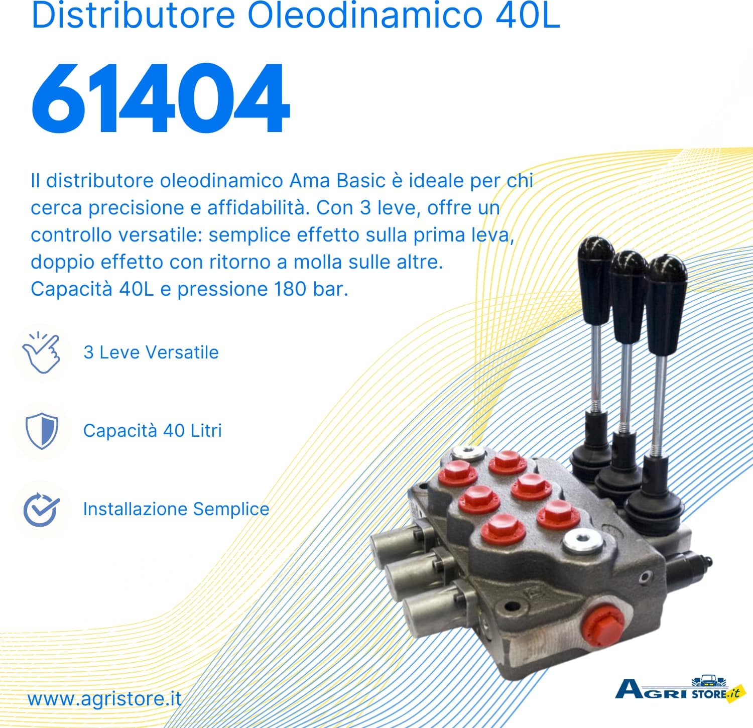 Distributore oleodinamico Ama a 3 leve semplice effetto e doppi effetto - 40L - 2