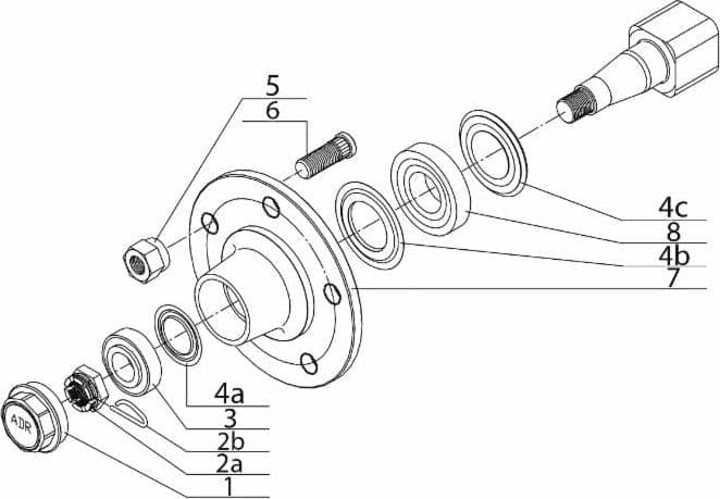 Assale senza freno Q40 a 5 fori l = 1200mm - 3
