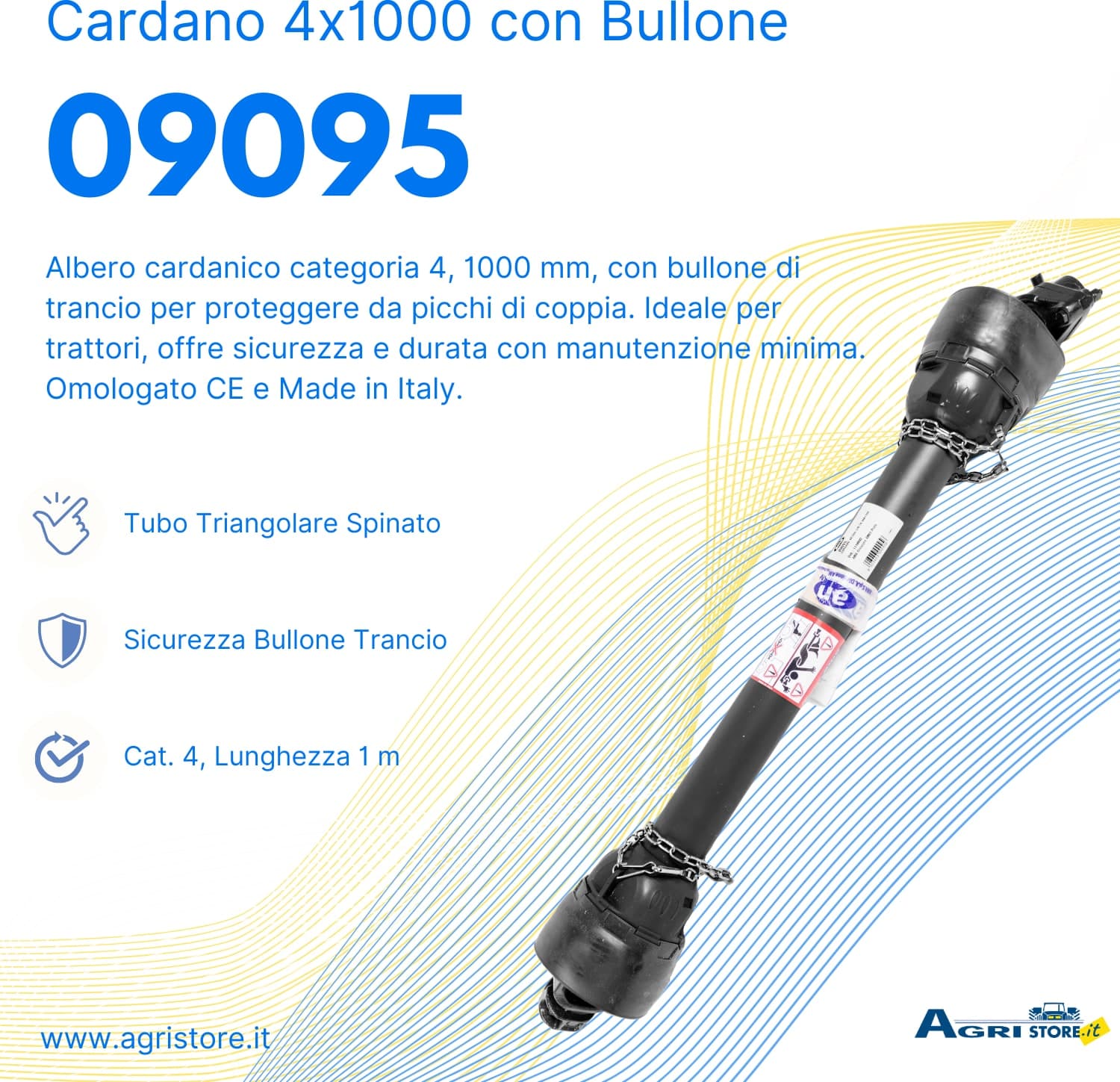 Cardano con bullone di trancio 4x1000 - 6