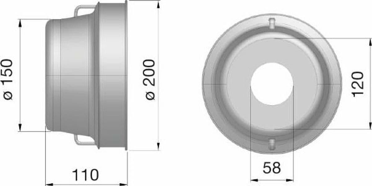 Controcuffia tonda piccola Ø200 e lunghezza 110mm confezione da 2 pezzi - 2