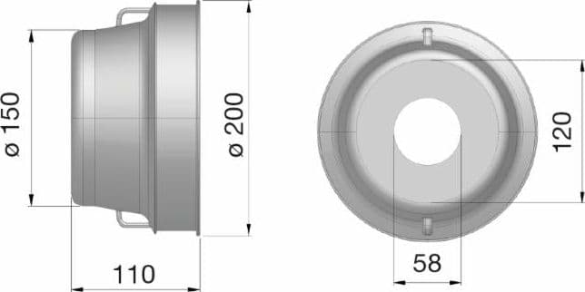 Controcuffia tonda piccola Ø200 e lunghezza 110mm confezione da 2 pezzi - 2