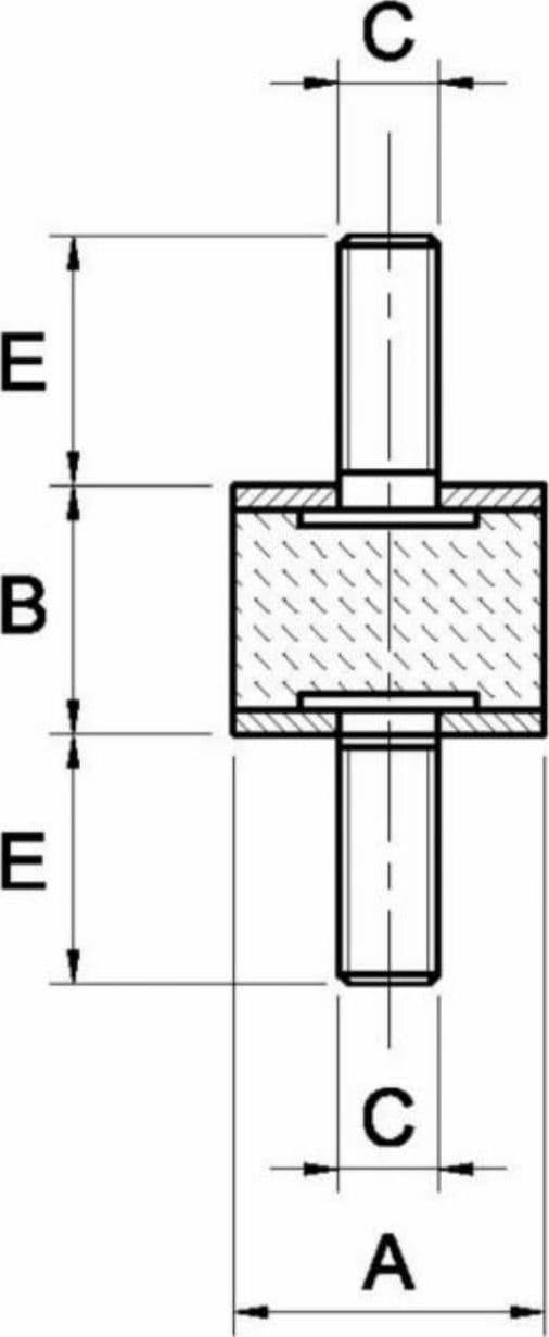Antivibrante cilindrico maschio/maschio 20x25,M6,1 pezzo - 3
