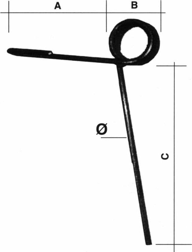 Dente per erpice strigliatore anteriore lungo 220mm Ø 8mm - 3