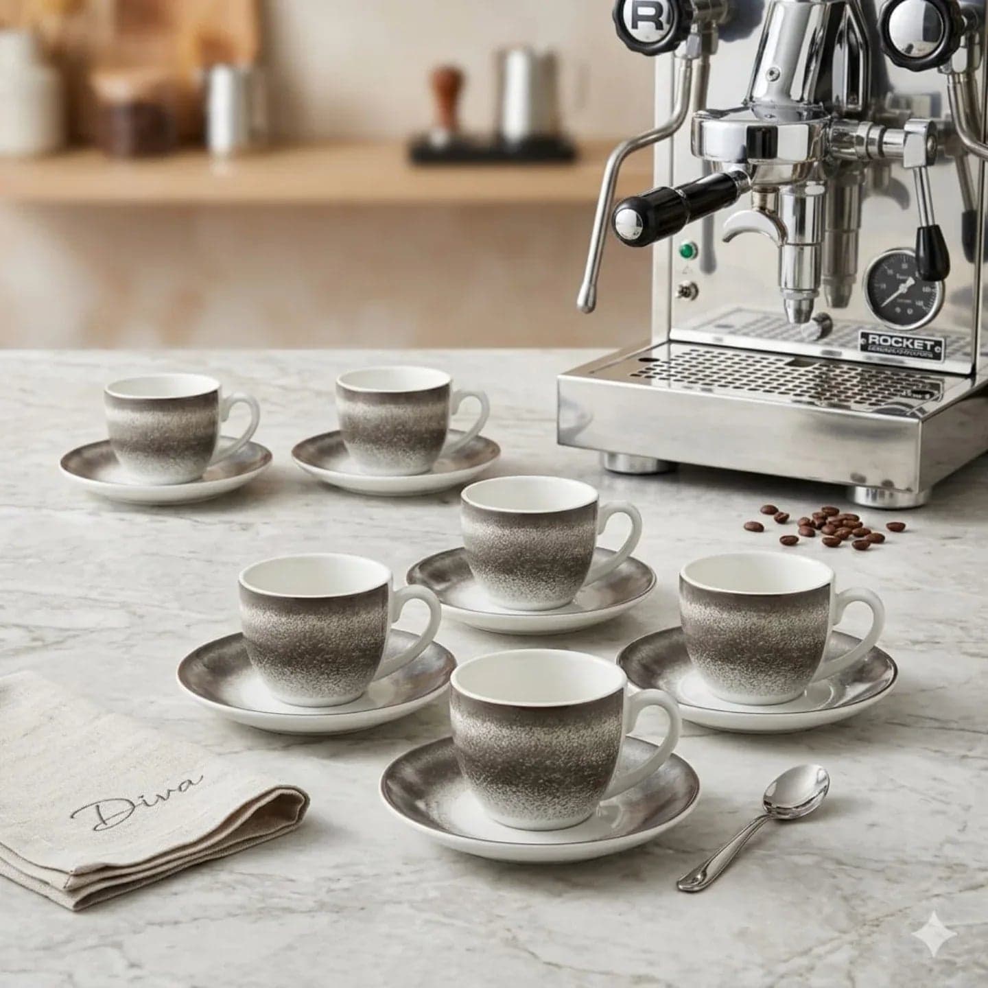Set Caffè 6 pz Evviva 6182 – Rainbow con Piattino Grigio - 2