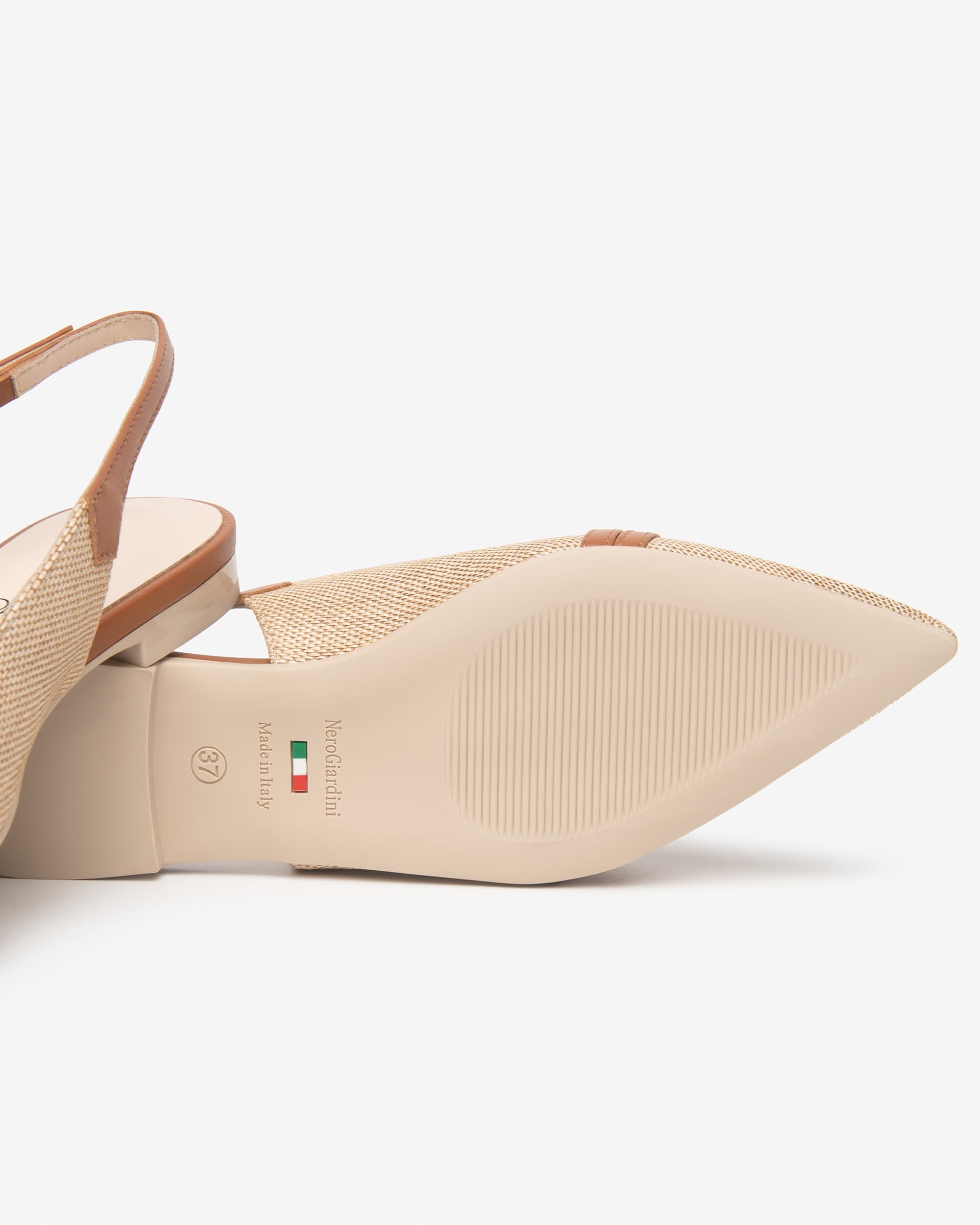 Nero Giardini slingback in tessuto e pelle col. natural E615540D420 - 4