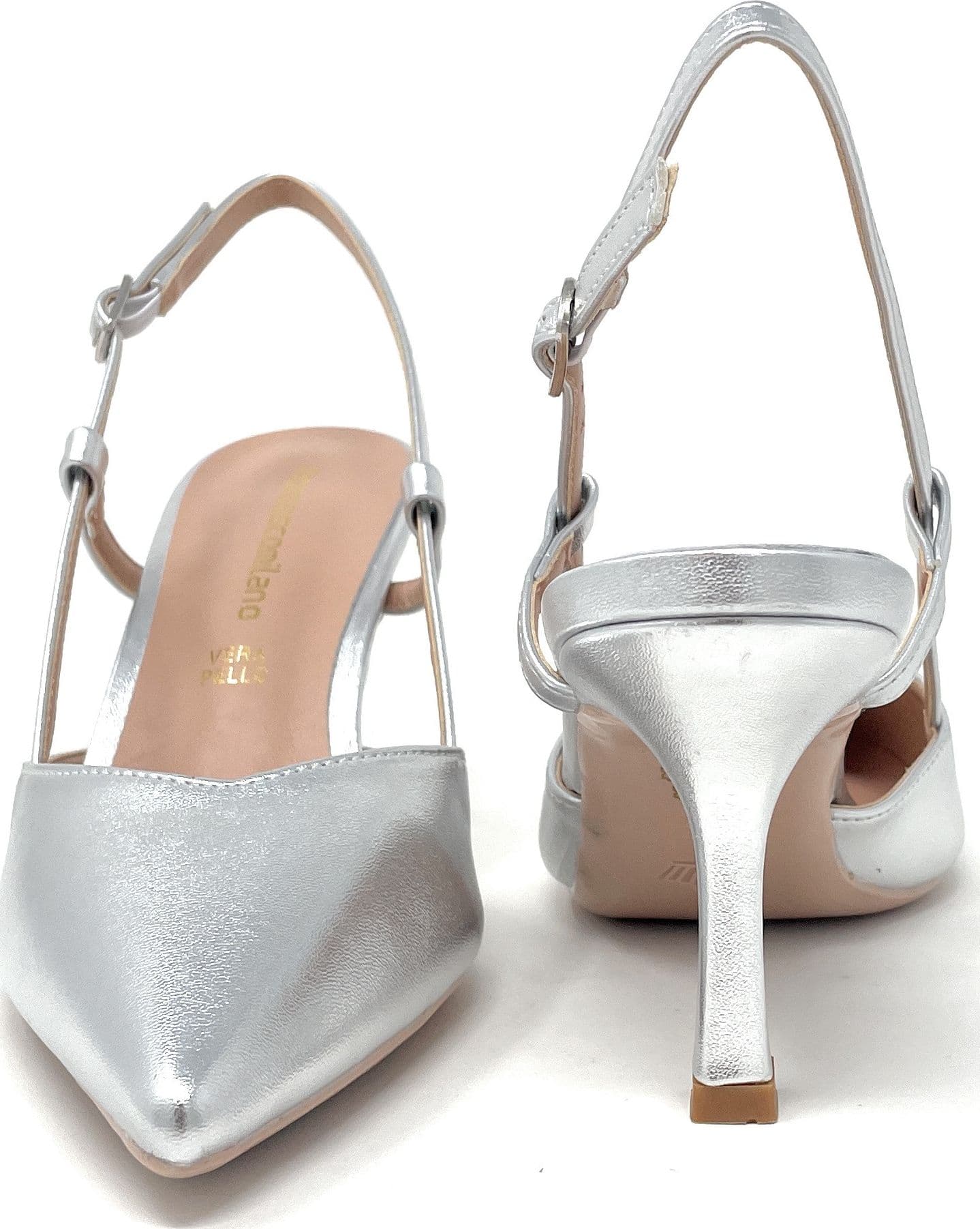 Francesco Milano sling back donna in pelle argento A08-21N - 3