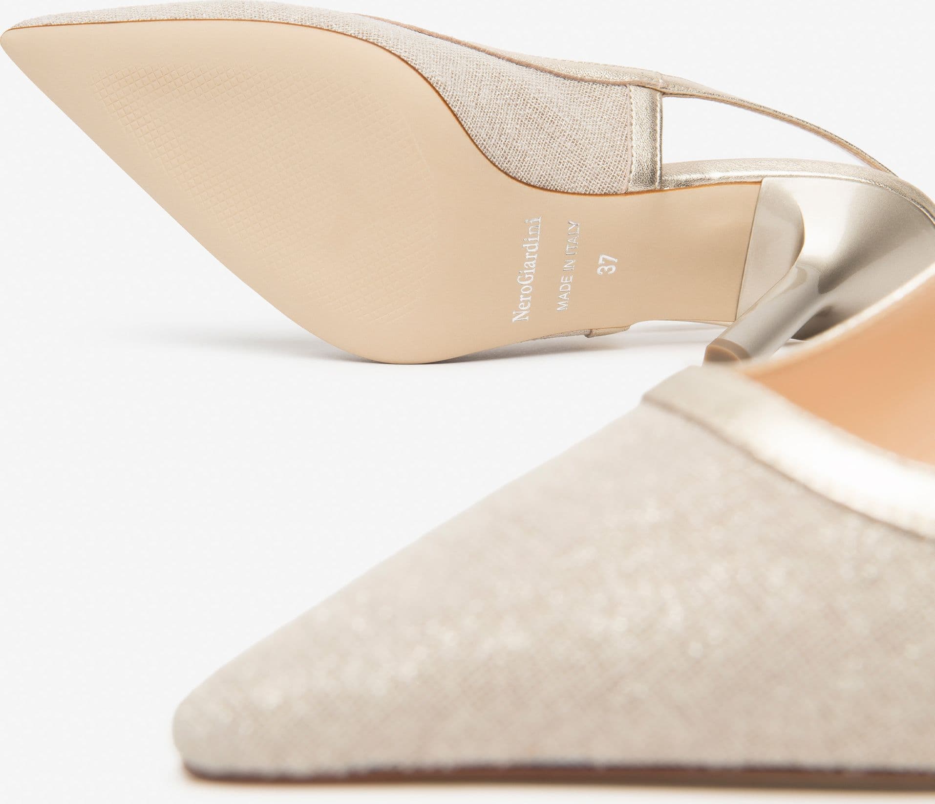 Nero Giardini slingback donna in tessuto lurex e pelle oro E615430DE412 - 4