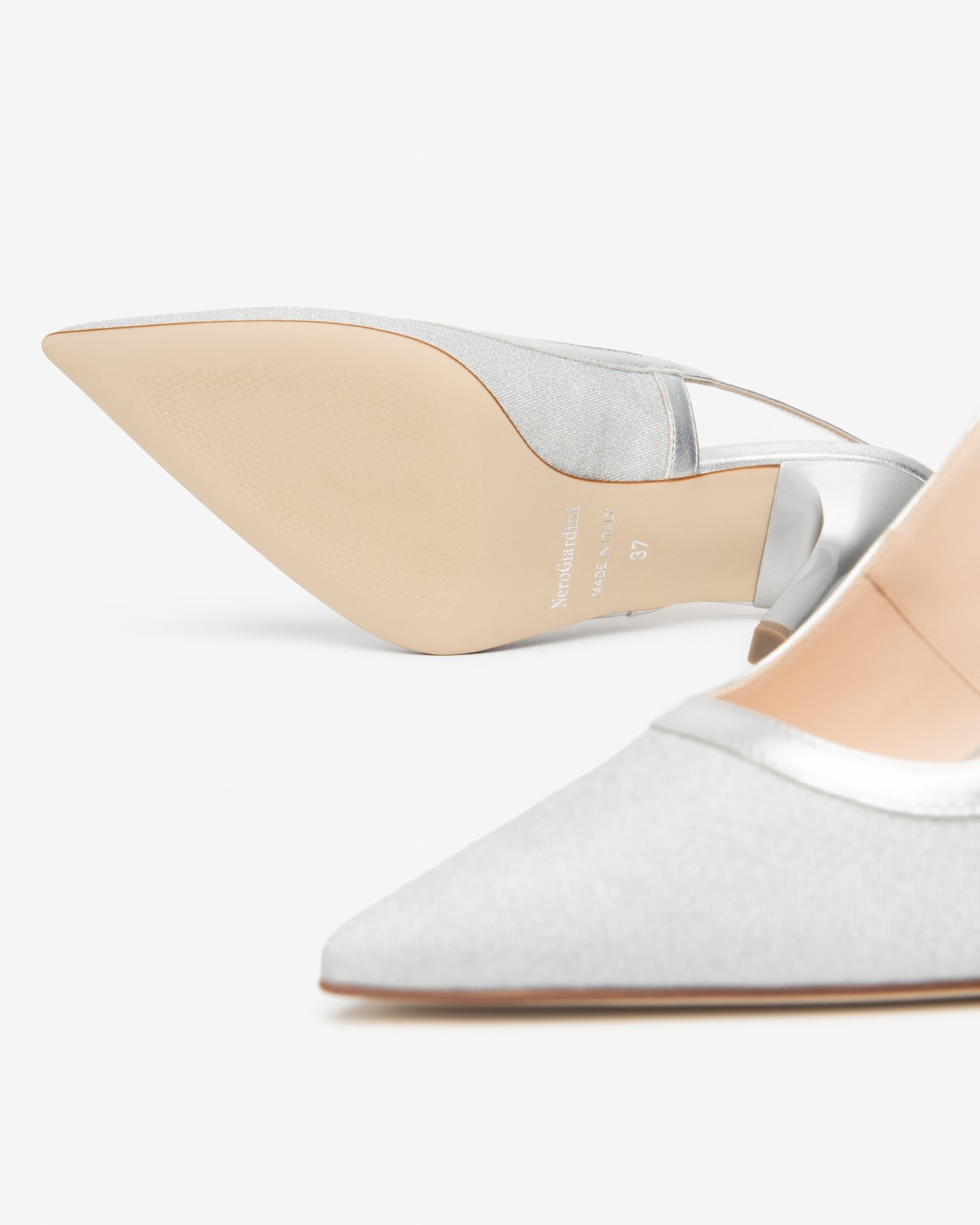 Nero Giardini slingback in tessuto microglitter argento E615430DE700 - 4