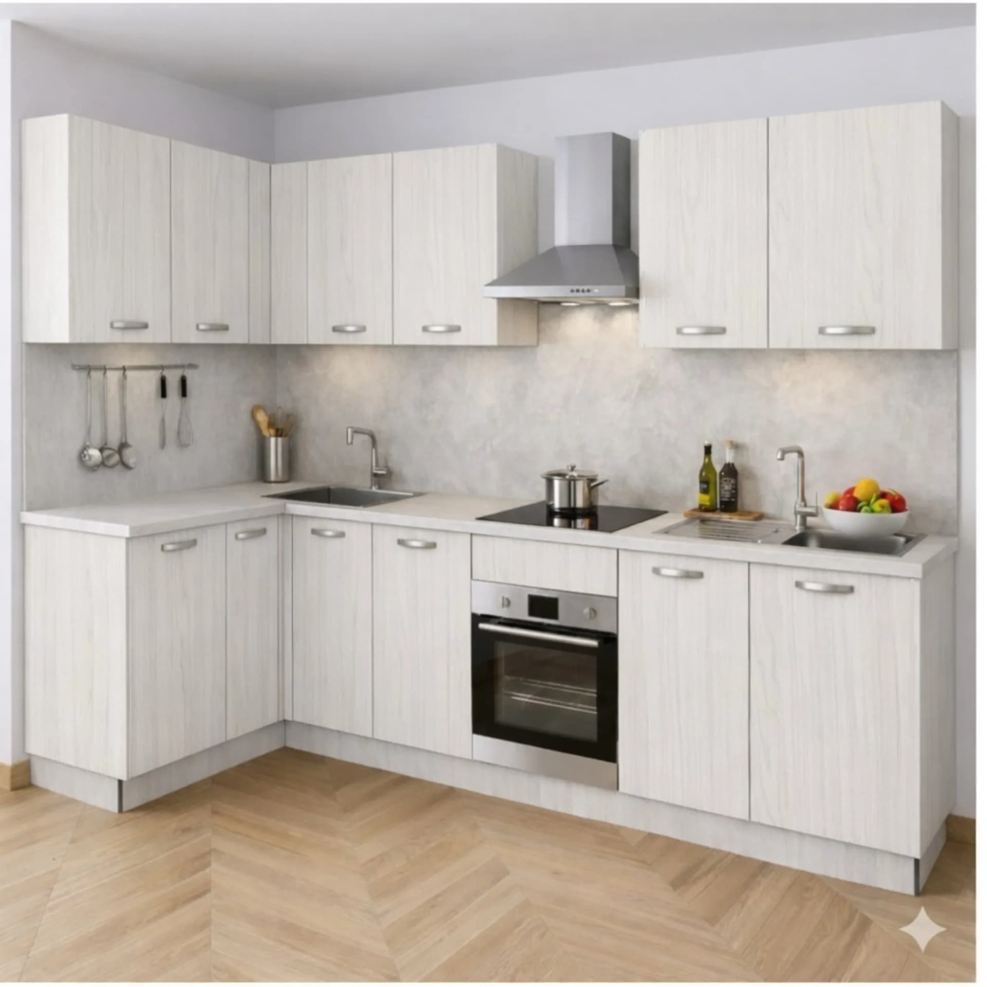 Pensile Cucina in Legno Nobilitato Larice Bianco con 1 Anta Altezza 90 cm - 7