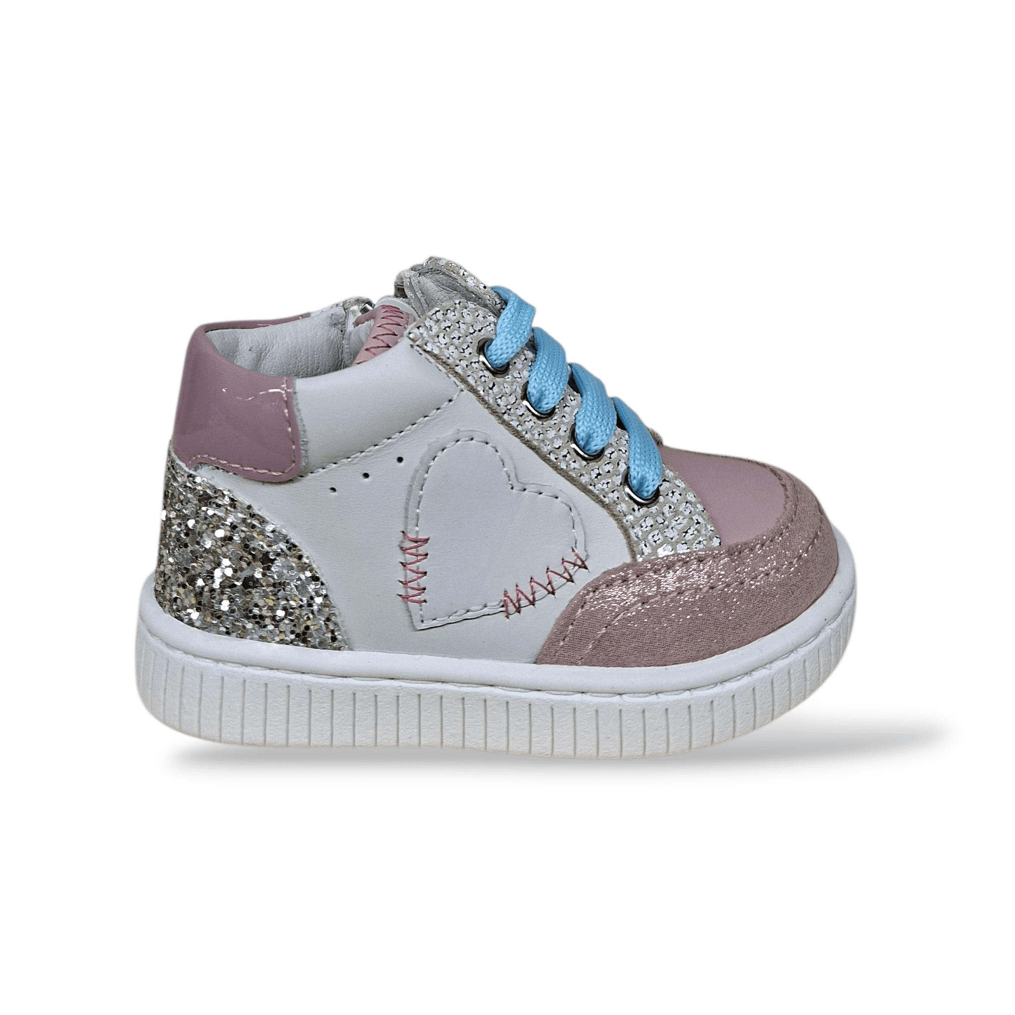 Scarpe Primi Passi Balducci Cita in Pelle Rosa Bianco Argento Celeste – Comfort Artigianale Made in Italy