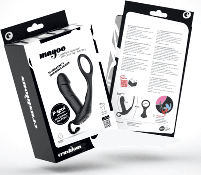 Stimolatore Vibro &amp; Spingo della prostata P spot + cockring nero - 9