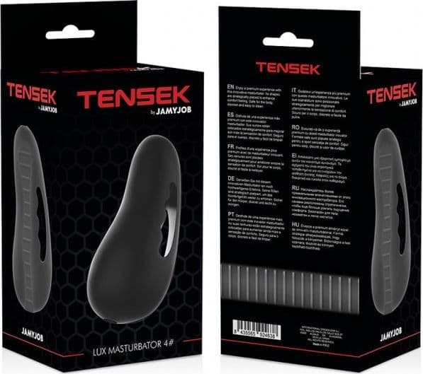 Masturbatore per uomo tensek by jamyjob lux masturbator 4 nero morbido TPE 13 cm - 5