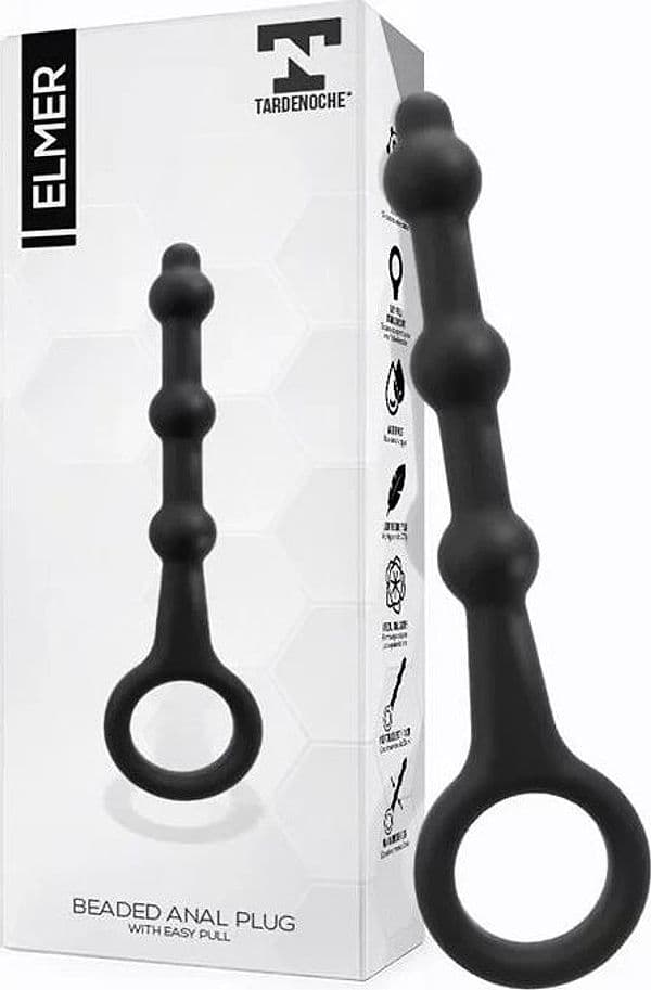 Stimolatore perle anali nero loop estrazione flessibile 13 cm silicone