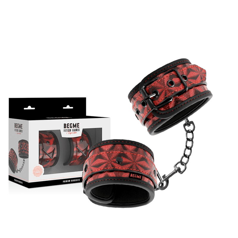 Manette Premium rosse e nere Begme cuffs bondage sadomaso fetish - 6