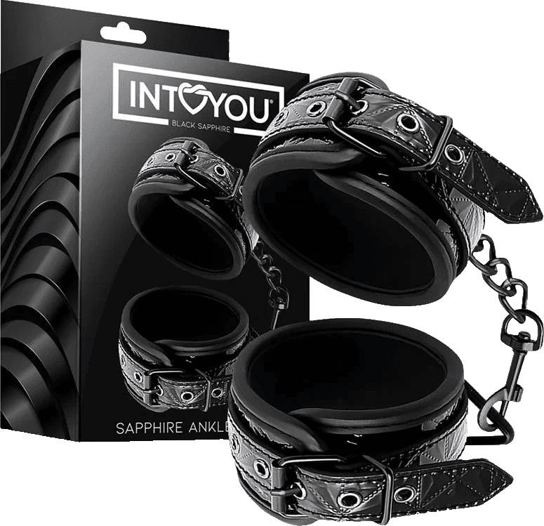 Sapphire cavigliere bondage vegano nere imbottite catena BDSM fetish - 7