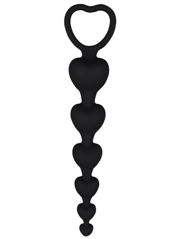 Stimolatore perle anali Progressivo nero a 6 cuori 15 cm nero loop estrazione in prodotto Erosdom - Palmi, commercioVirtuoso.it
