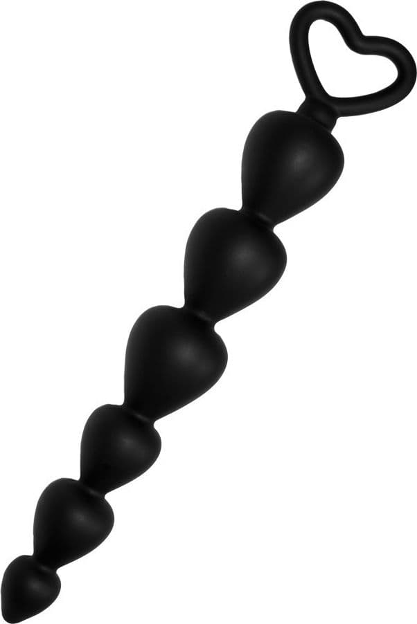 Stimolatore perle anali Progressivo nero a 6 cuori 15 cm nero loop estrazione in prodotto Erosdom - Palmi, commercioVirtuoso.it