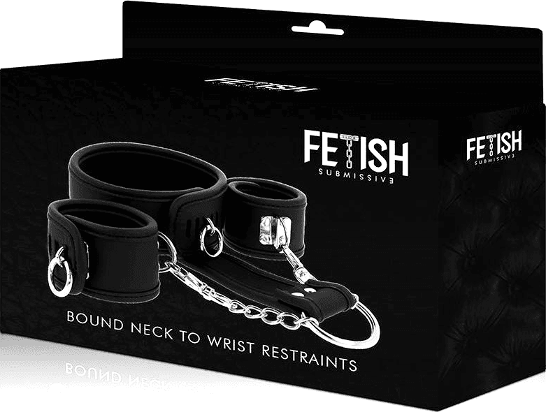 Fetish Submissive Collare con manette polsi collegate (posizione controllata - 4