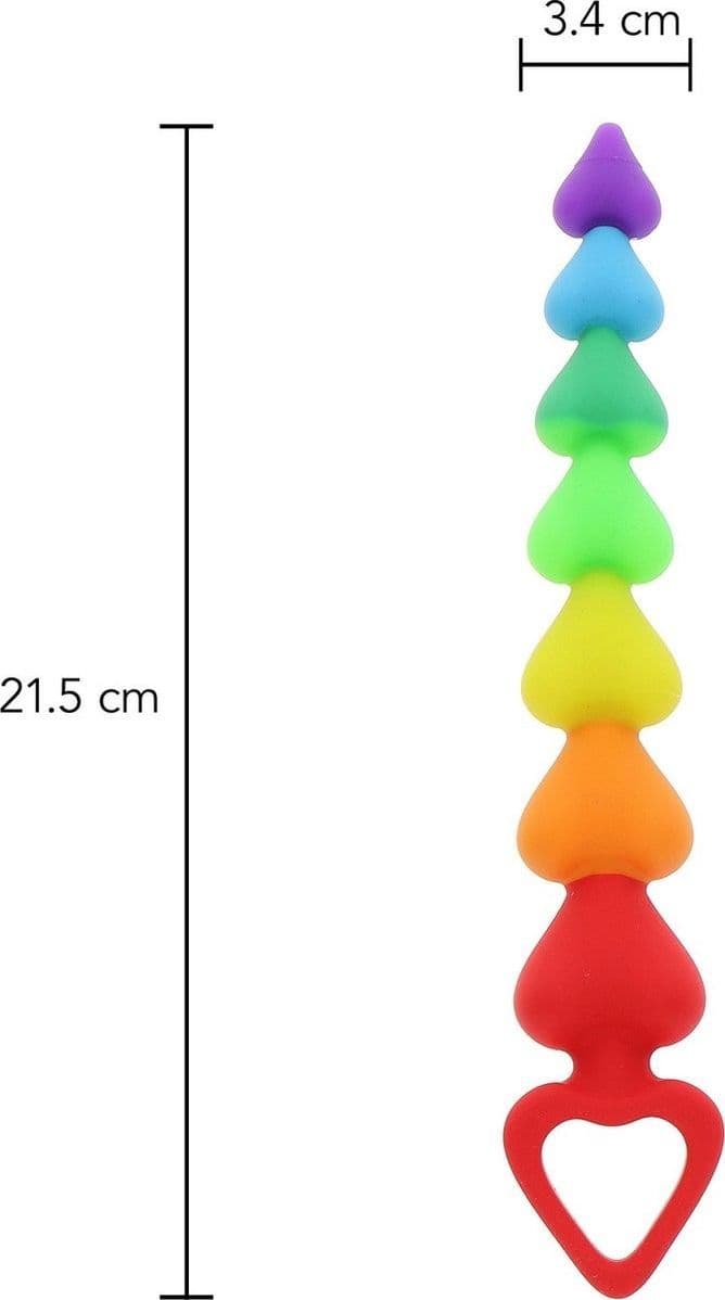 Stimolatore anale Progressivo 7 cuori Arcobaleno 21,5 cm silicone per max 3,4 in prodotto Erosdom - Palmi, commercioVirtuoso.it