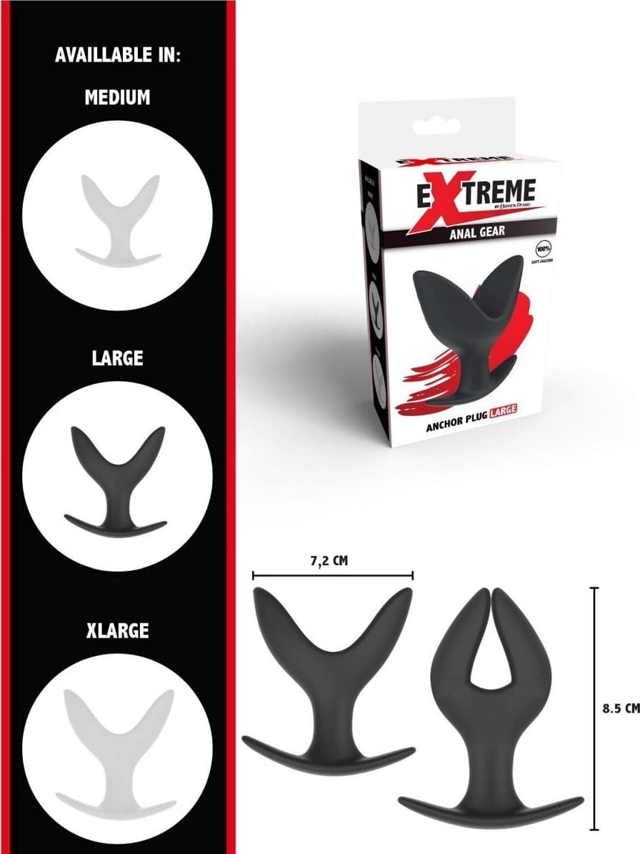 Ancora Anale Large Extreme nero silicone per giochi anali Anal anchor plug - 6