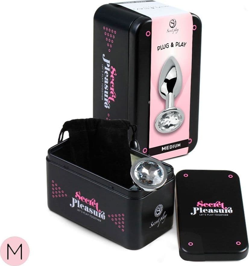 Premium plug anale Medium gioiello trasparente confezione regalo Secret Pleasure - 5