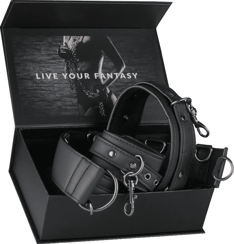 EasyToys Fetish Collection bondage collare blocco polsi e collo cinghia D-rings - 8