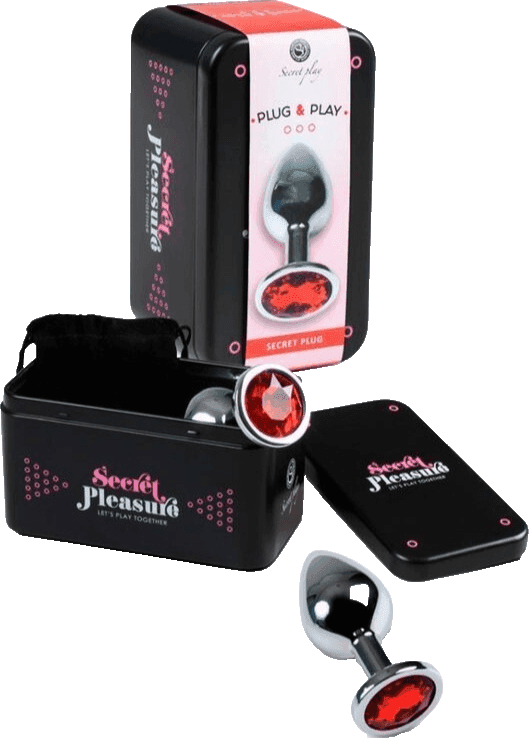 Premium plug anale Medium gioiello rosso confezione regalo Secret Pleasure - 5
