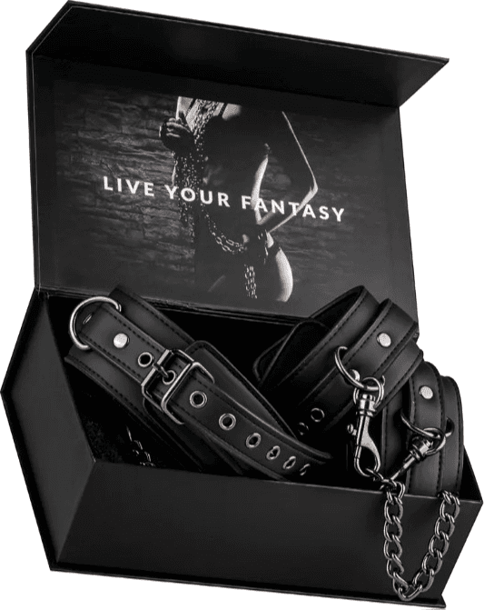 Premium set collare + manette per caviglie catena 80 cm per bondage fetish BDSM - 6