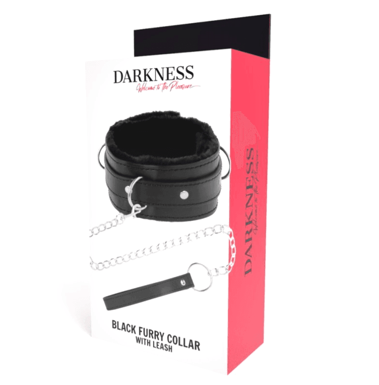 Darkness collare con guinzaglio regolabile nero pelle per dominazione BDSM - 6