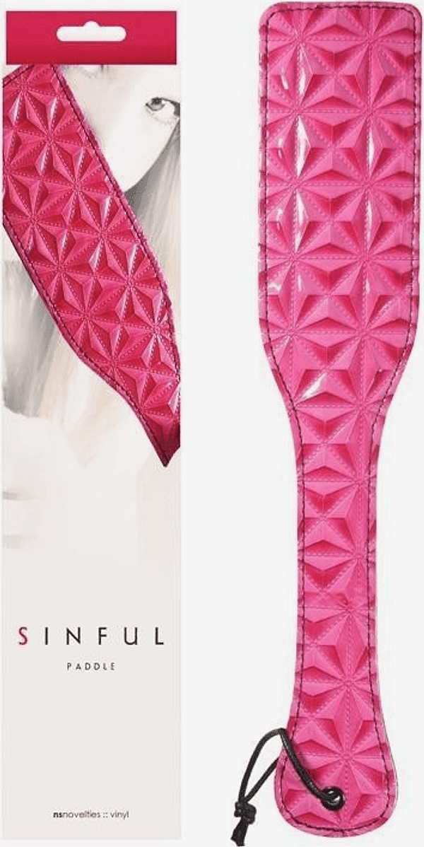 Sculacciatore Premium paddle rosso 34 cm pelle fetish bondage BDSM sadomaso - 6