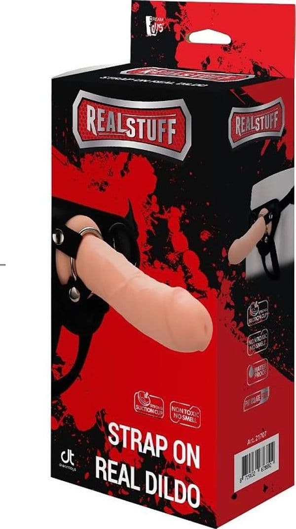 Strap on morbido 21 x 6,3 cm con venature stimolanti silicone TPR strapon Realstuff - 5